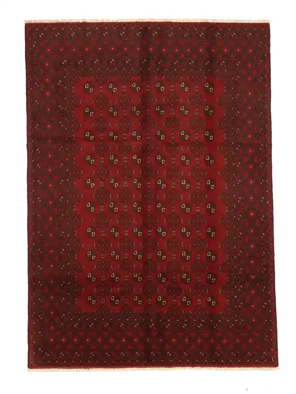 AuthentischAfghan FineHandgeknüpftTeppichSchwarz / Dunkelrot199 x 286 cm Preiswert