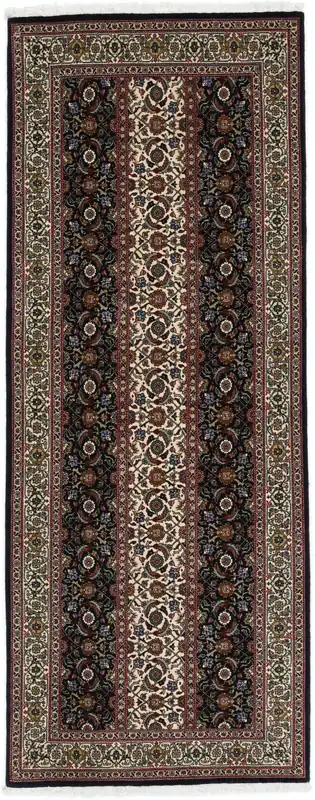 Täbriz 50 RajHandgeknüpftTeppichBraun / SchwarzLäufer80 x 210 cm Sofort Bestellen