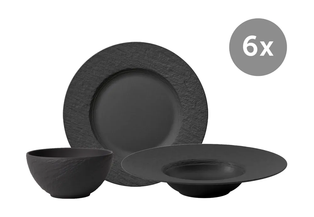 Villeroy & Boch Set Manufacture Rock Speiseteller 27cm, Pastateller 29cm, Bowl 0,43l 18-tlg. Nur Für Kurze Zeit