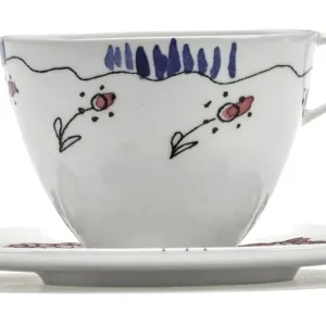 Echt Serax Kaffeetasse mit Untere 11 cm Midnight Flowers Anemone Milk Mauve