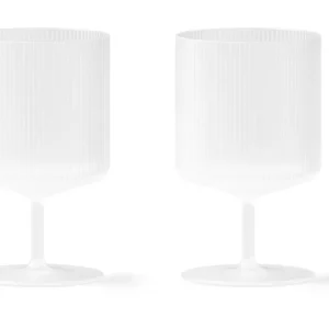 ferm LIVING Weinglas 2er-Set Ripple weiß Billig