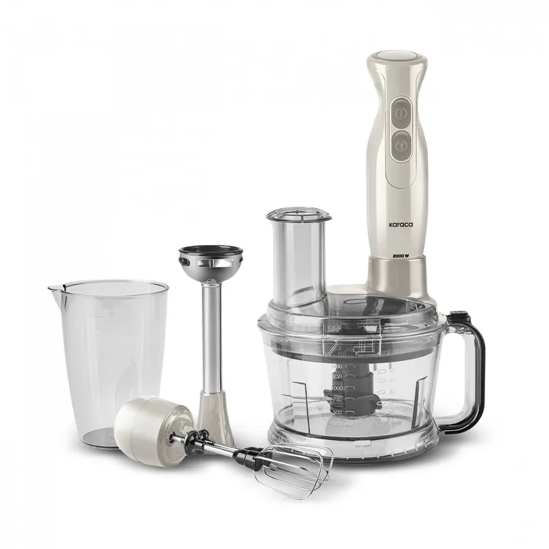 Kracherpreis Karaca Pro-Multimax 6 in 1 Mehrzweck-Küchenmaschine, Ikonische Beige & Latte, 2000W