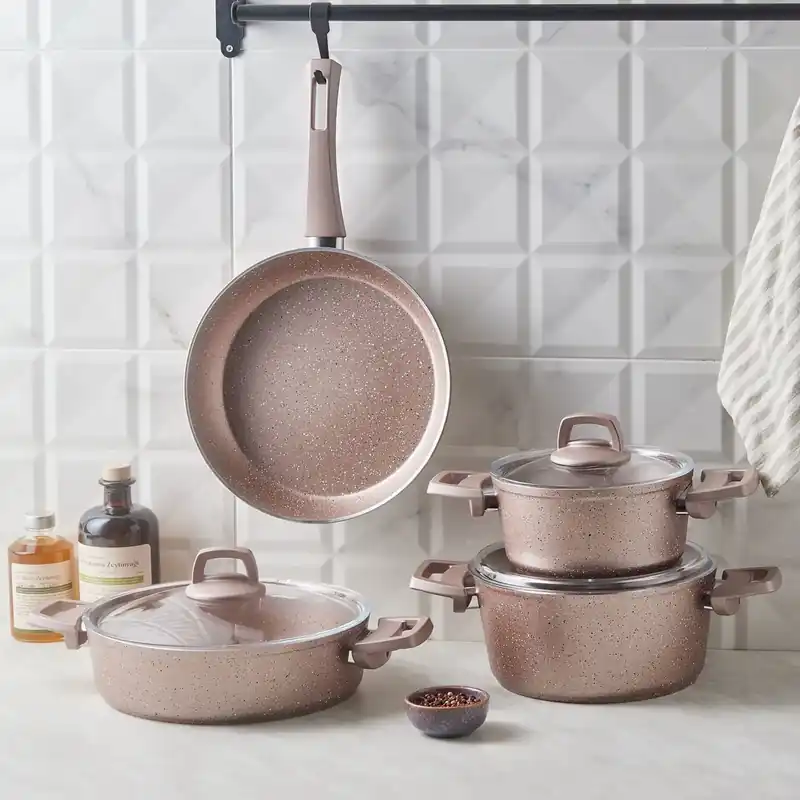 Aktuell Karaca Biogranit Antik Rose Induktion Kochtopfset, 7-teiliges