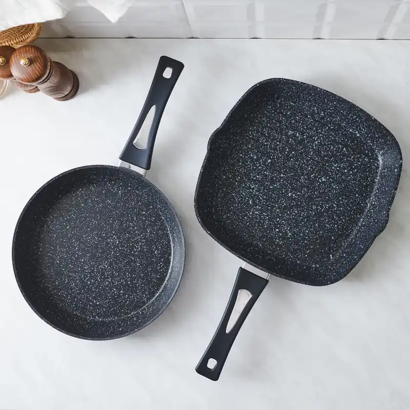 Neue Ware Karaca Defne Bio Granit Pfanne-Grill-Set Schwarz