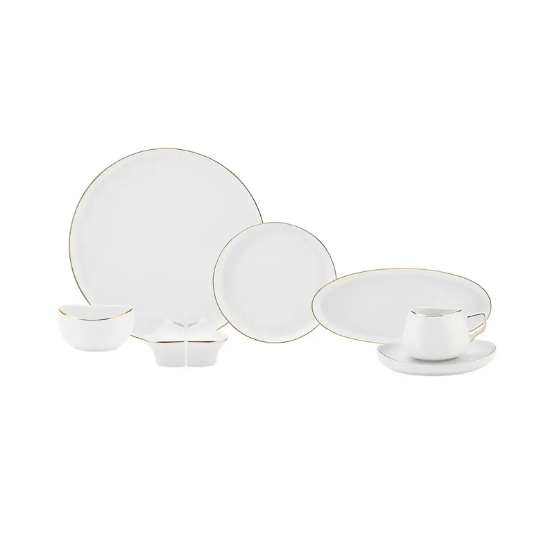 Karaca Streamline Hole Gold 28 Teilig Frühstücksset und Servierschalen für 6 Personen Meistverkauft