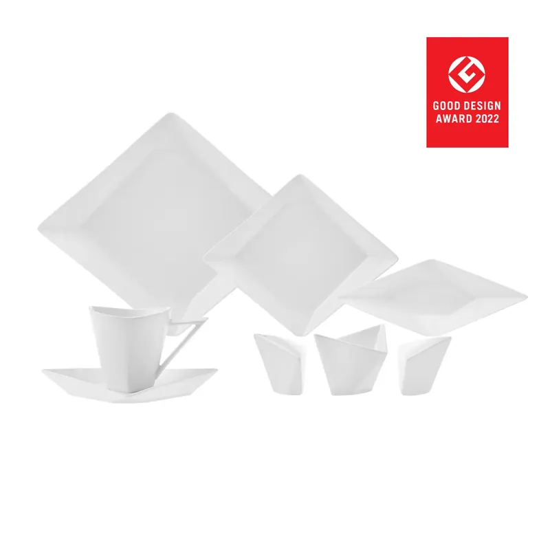 Sichere Zahlung Karaca Origami für 6 Personen Quadrat Frühstücksset und Servierschalen, 26 Teilig, Porzellan