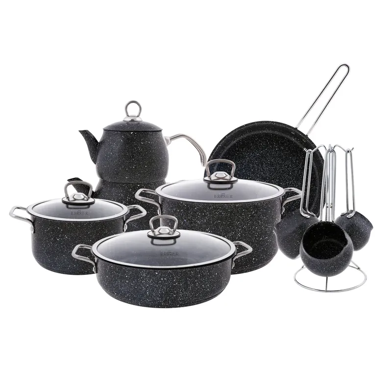 Heißes Angebot Karaca Biogranit Steel Plus 14-Piece Mitgift-Set Schwarz