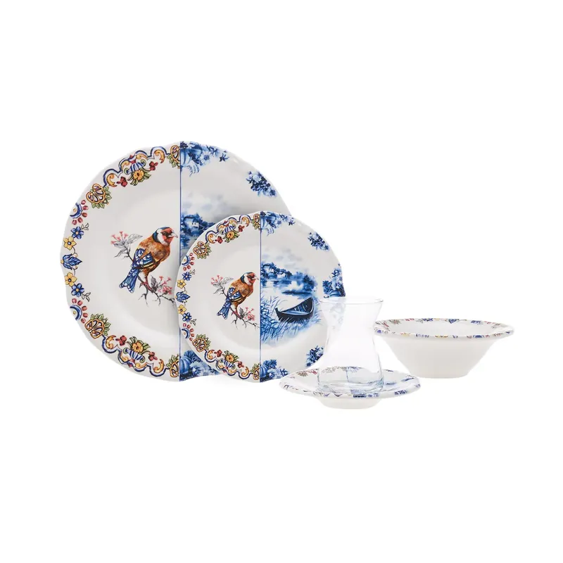 Must-Have Karaca Leland Birdy 26-teiliges Frühstücksset und Servierschalen für 6 Personen