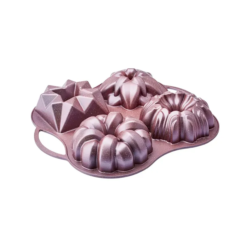 Online Kaufen Karaca Cake pro aluminium guss dekorative kuchen form, 4 stück, 28cmx35cm, rosa