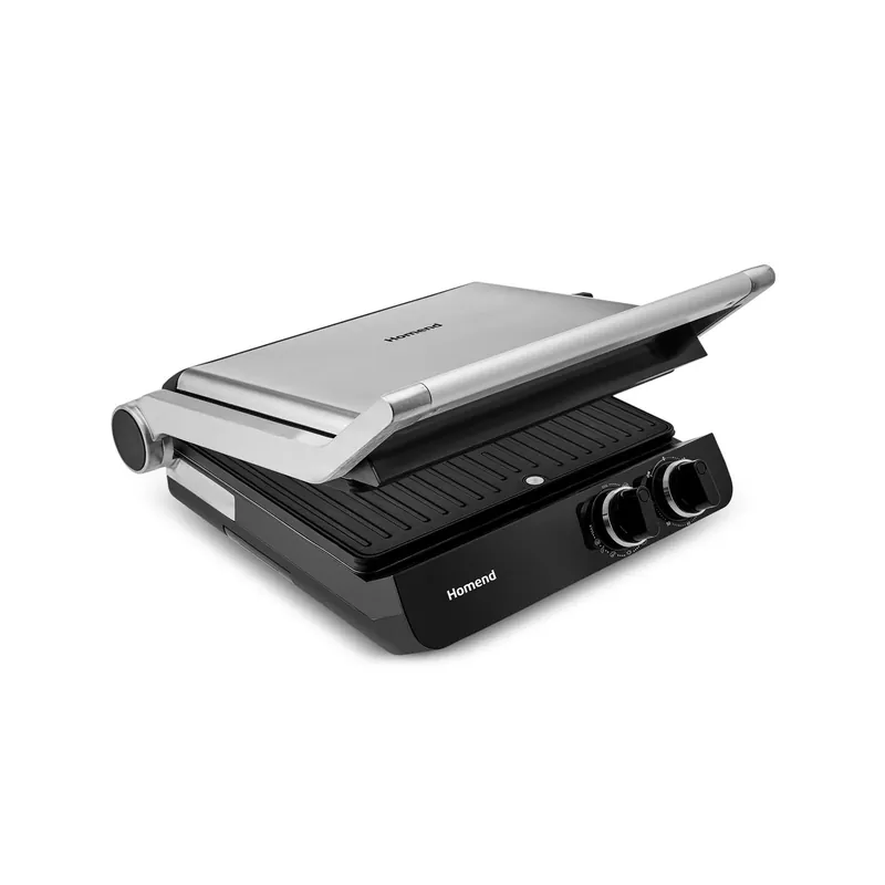Homend Grilliant 1342H 3 in 1 Inox-Gehäuse Doppelseitige XL Gusseisenplatten Sandwich- und Grillmaschine Versand Am Gleichen Tag