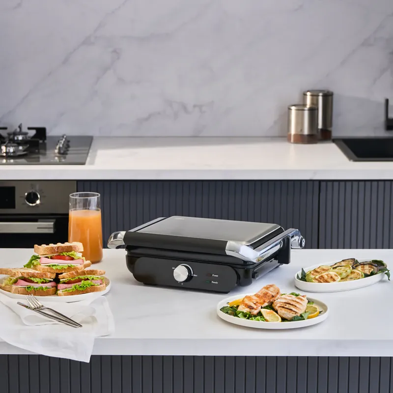 Finale Aktion Homend Grilliant 1366H Toaster und Grill mit herausnehmbarer Gusseisenplatte und Edelstahlgehäuse