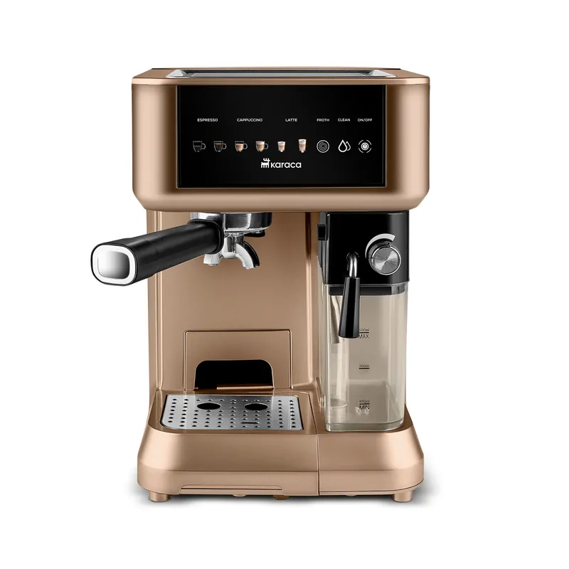 Karaca MyCaffe Barista S10 Automatische Siebträger Maschine mit integriertem Milchbehälter – Walnut Brown Direktkauf