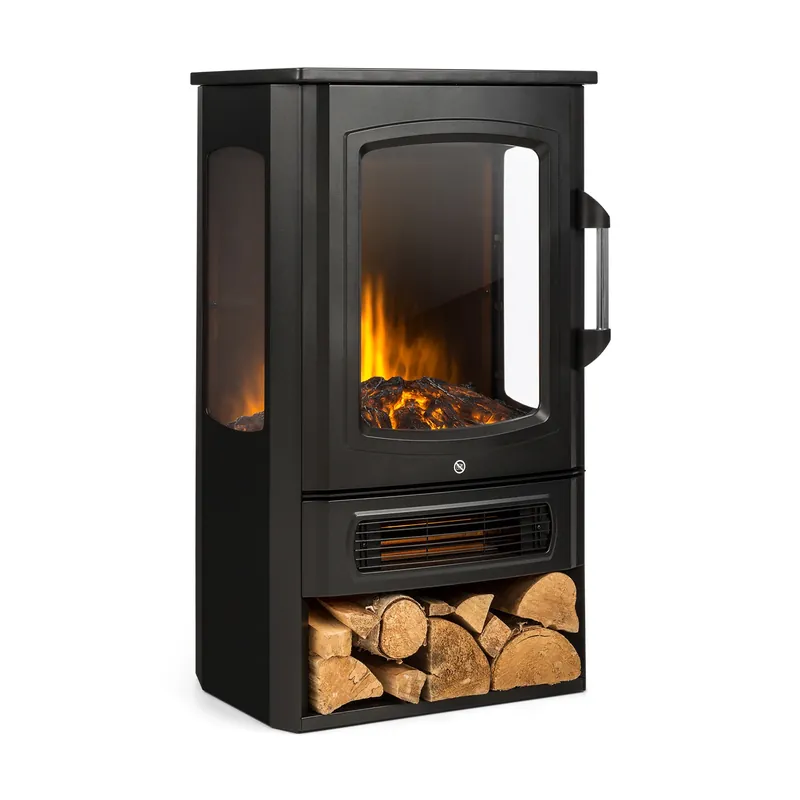 Neuheit Bormio 2000W 44cm Elektrokamin Freistehend​ Schwarz