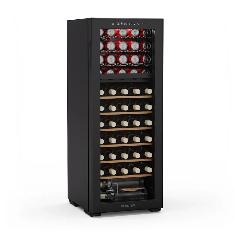 Bovella 51cm 55 Flaschen Weinkühlschrank 2 Zonen Schwarz Geprüft