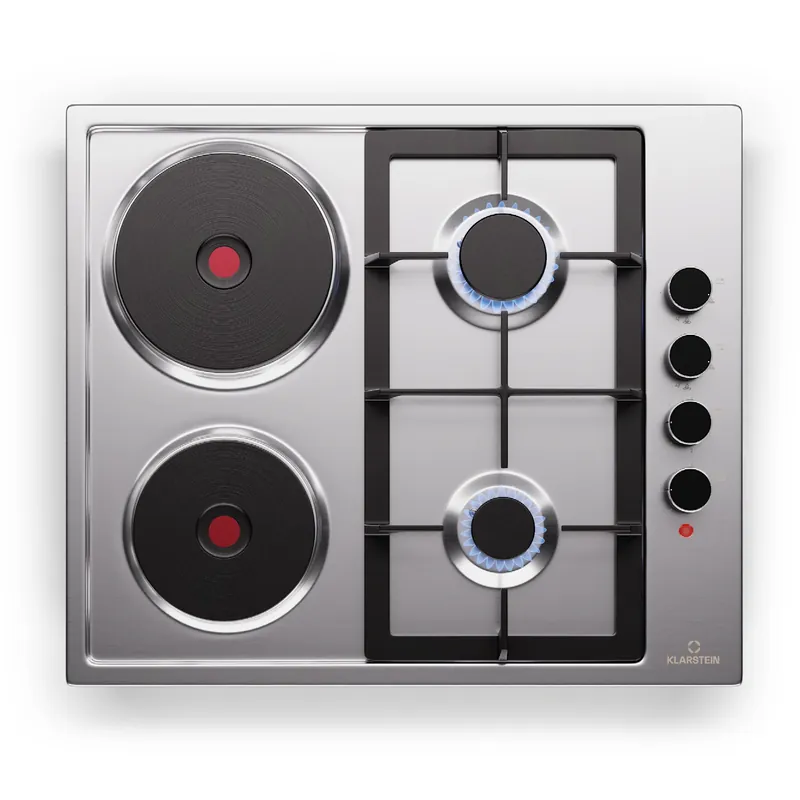 MultiChef 60cm Gas Elektro Kombi Kochfeld 4 Zonen Silber Versand Am Gleichen Tag