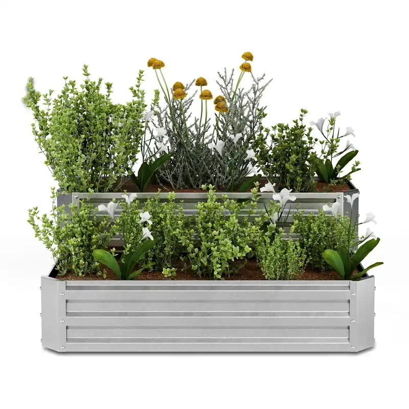 Terrabox 120x90x50 cm 2 Stufen Hochbeet Silber Günstig