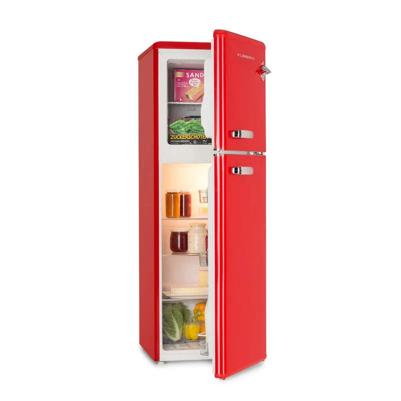 Audrey 128cm 138L Retro Kühl-Gefrierkombination Rot Echt