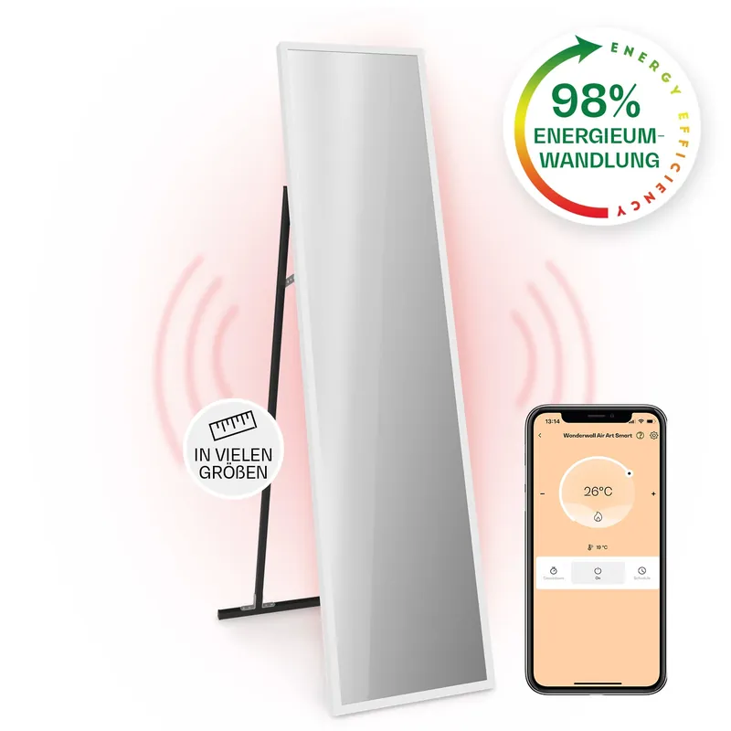La Palma Smart 900W 160x40cm Infrarotheizung mit Spiegel Weiß Billig