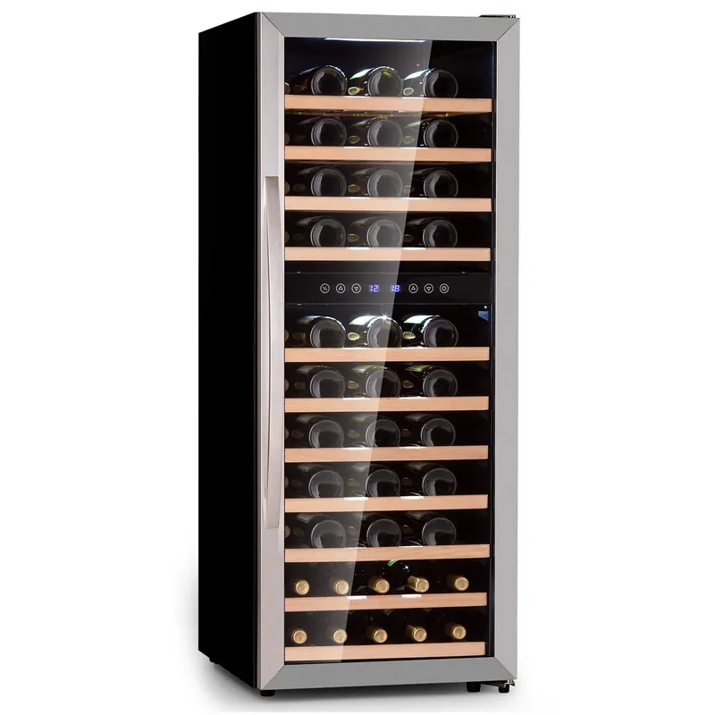Heißes Angebot Vinamour 49,5cm 73 Flaschen Weinkühlschrank 2 Zonen Silber