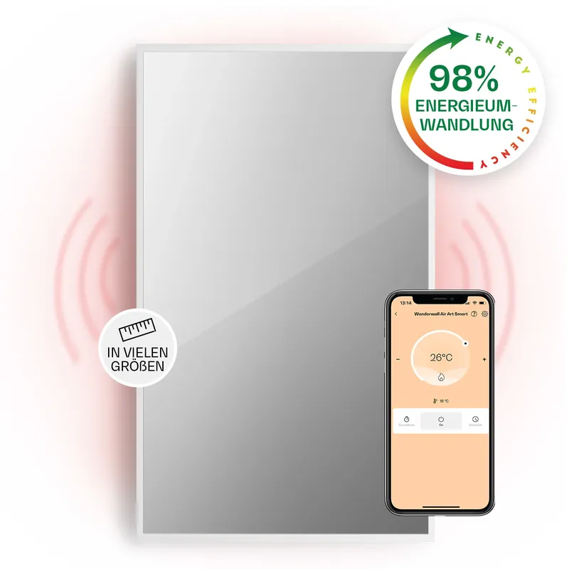 La Palma Smart 1000W 120x60cm Infrarotheizung mit Spiegel Weiß Online Kaufen